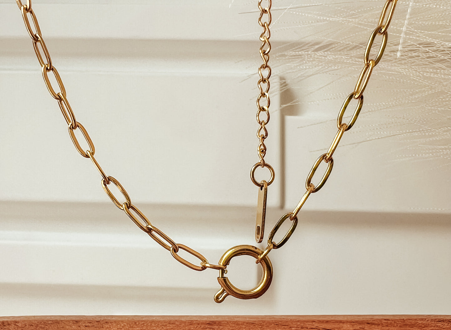 Paperclip Charm Necklace with Extender