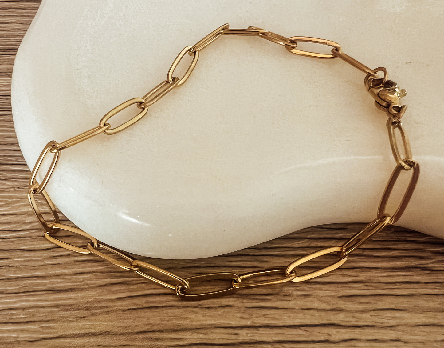 Alicia PaperClip Gold Bracelet