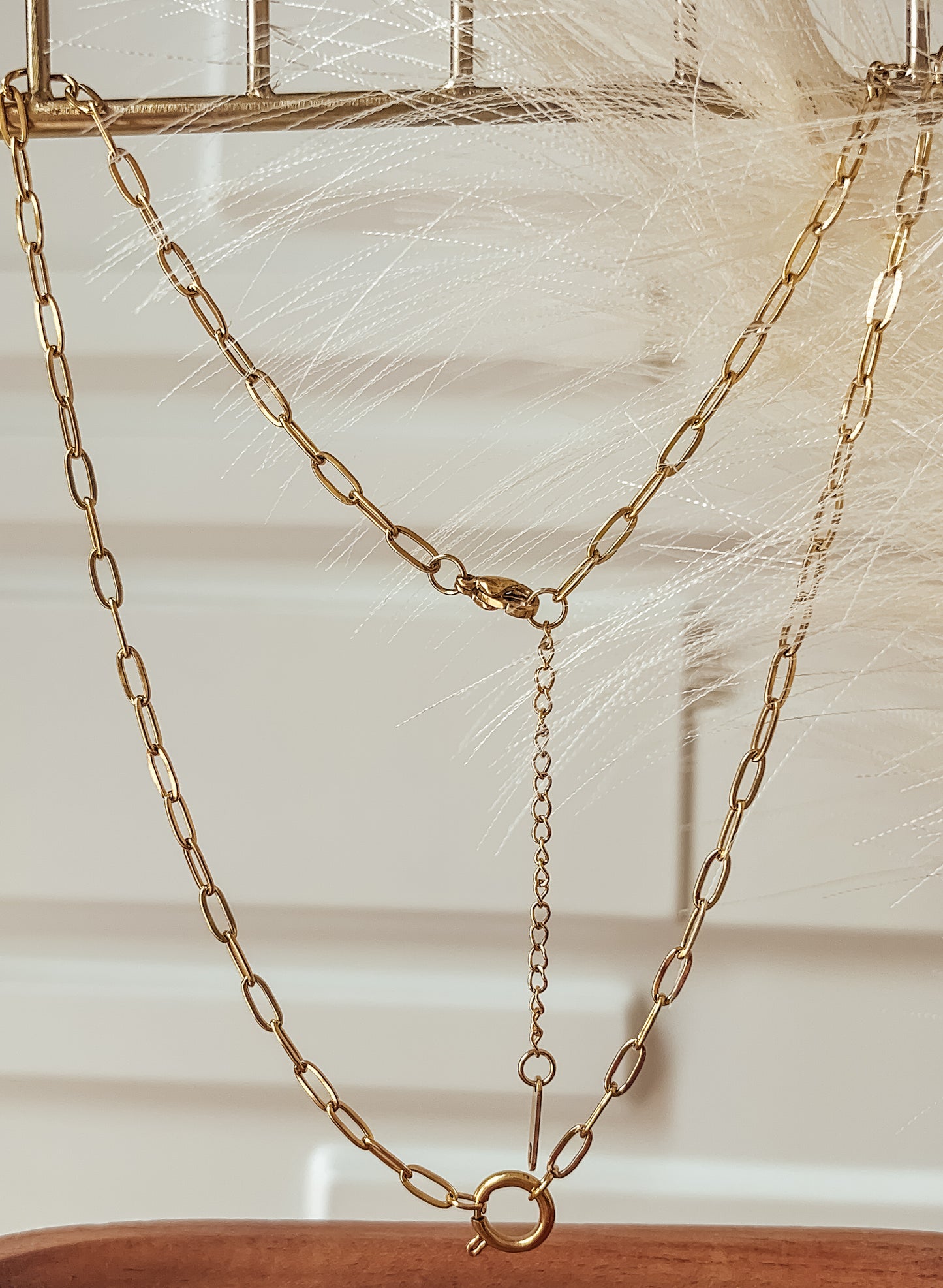 Paperclip Charm Necklace with Extender