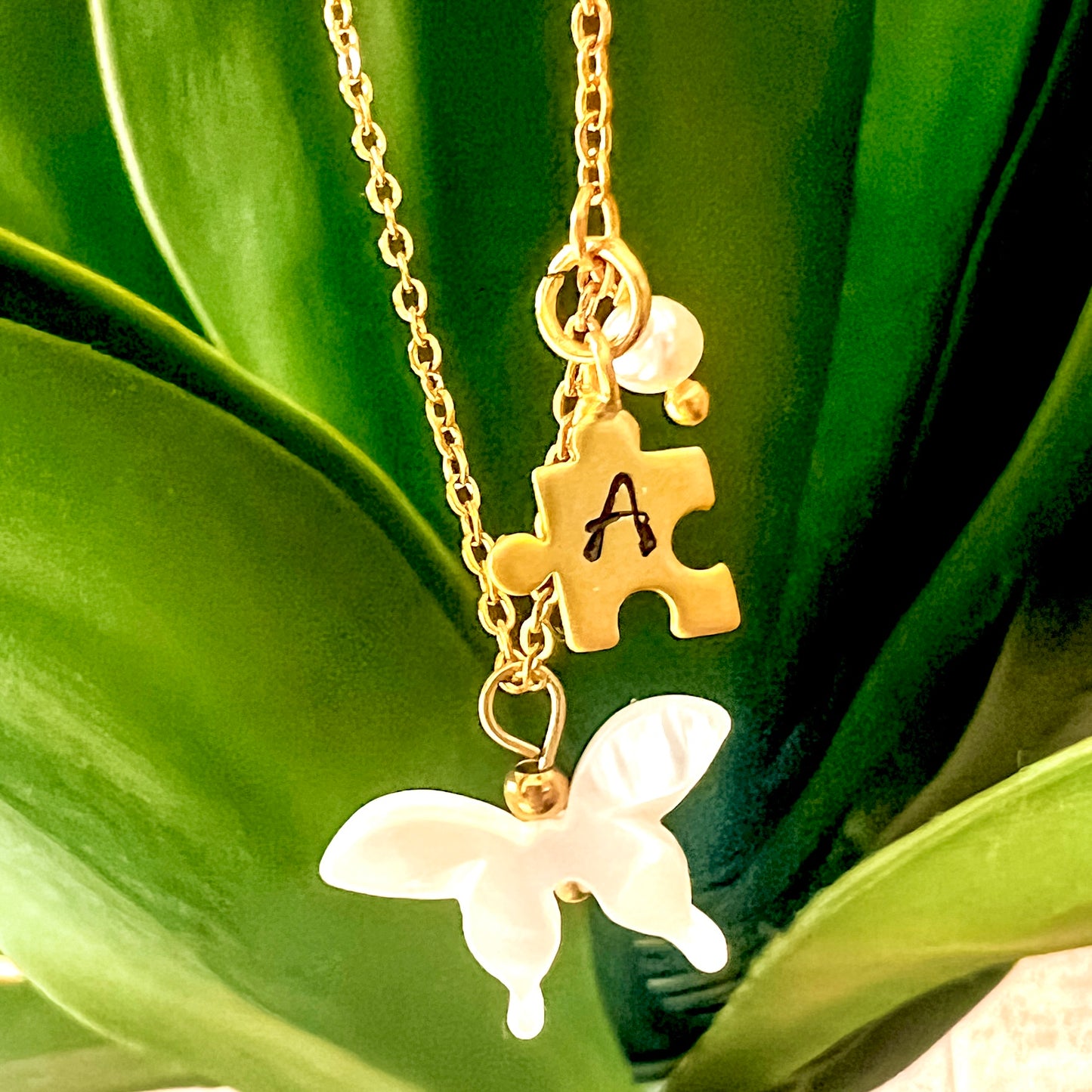 Puzzle Stamped Initial Necklace